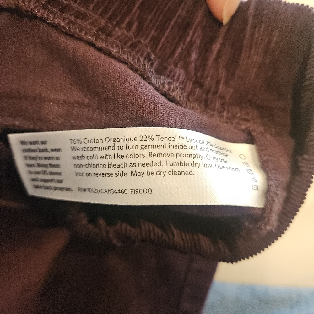 NWT Maroon Eileen Fisher Casis Corduroy Jegging Organic Cotton New in Size S/P - Picture 4 of 8